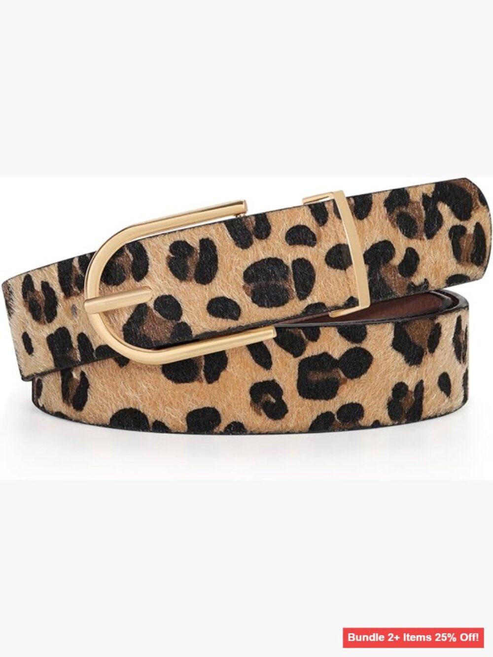 Faux Leather Belt with Gold Curved Pin Buckle, XL Size for Waist 43-46 Inches